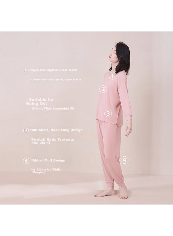 Agentmuse Women's Pajama Set 60s Tencel Modal Long Sleeve Two-piece Drawstring Spring Autumn Couple Casual Homewear - Image 2