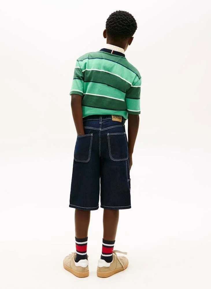 Tommy Hilfiger Contrast Topstitch Loose Denim Shorts