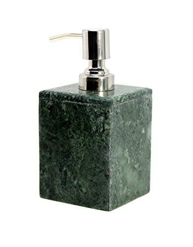 KLEO Soap/Lotion Dispenser - Made of Genuine Natural Multicolor Stone in Green Color - Luxury Bathroom Accessories Bath Set - Image 3