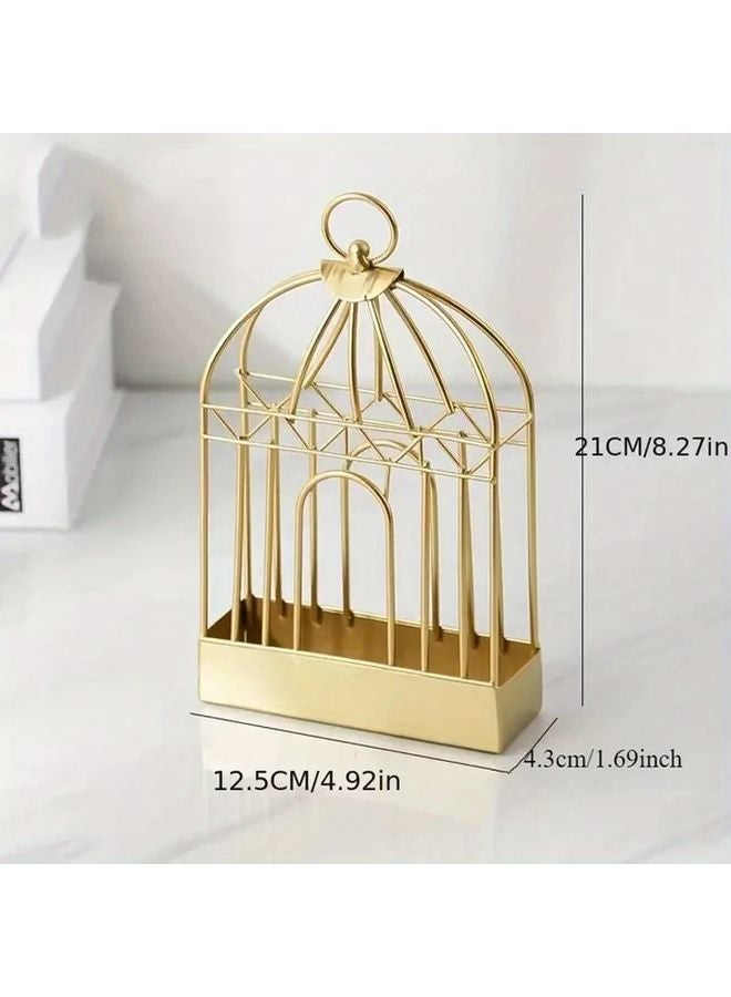 حامل البعوض المعدني الذهبي، حامل البخور الخارجي المعلق على شكل قفص طيور - Image 4