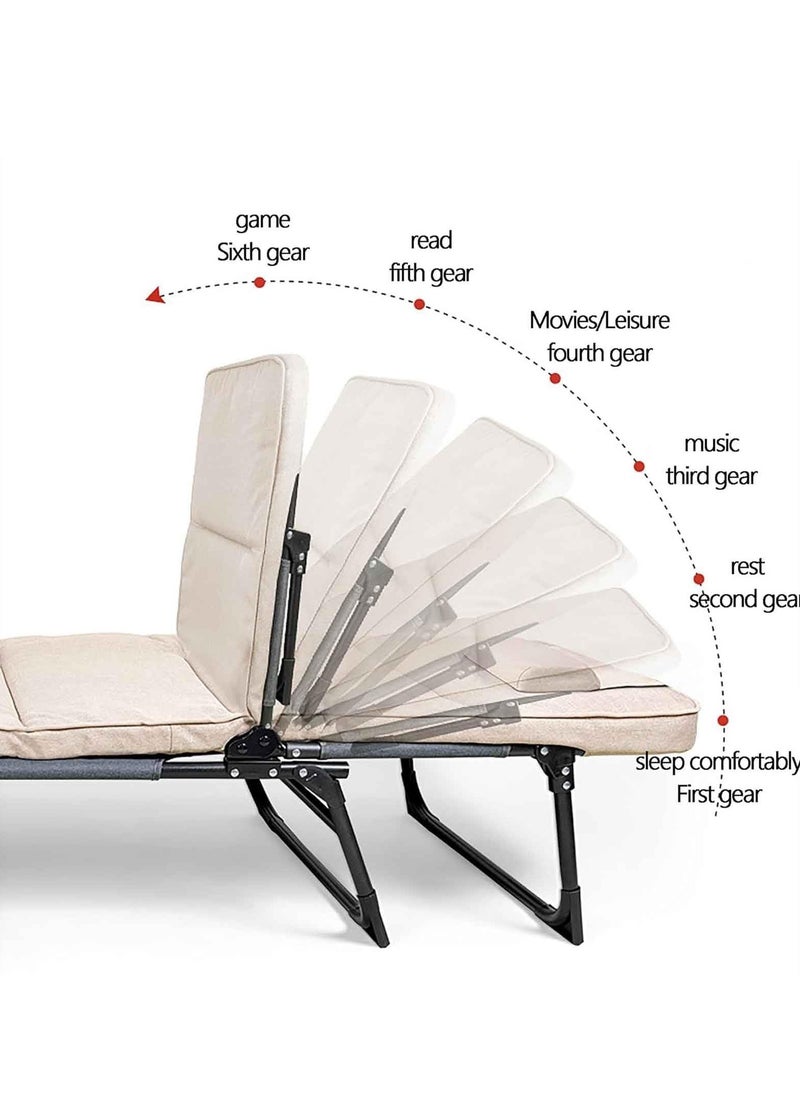 سرير تخييم محمول قابل للطي للبالغين مع مرتبة قابلة للتعديل في 6 أوضاع للنوم وسرير فردي قوي للضيوف وكرسي استرخاء خارجي للفناء، لون بيج - pzsku/Z730474EEA5E9CFCDA8B1Z/45/_/1733563535/a009e7f7-6250-4cb5-8f85-0f42cc7032dd