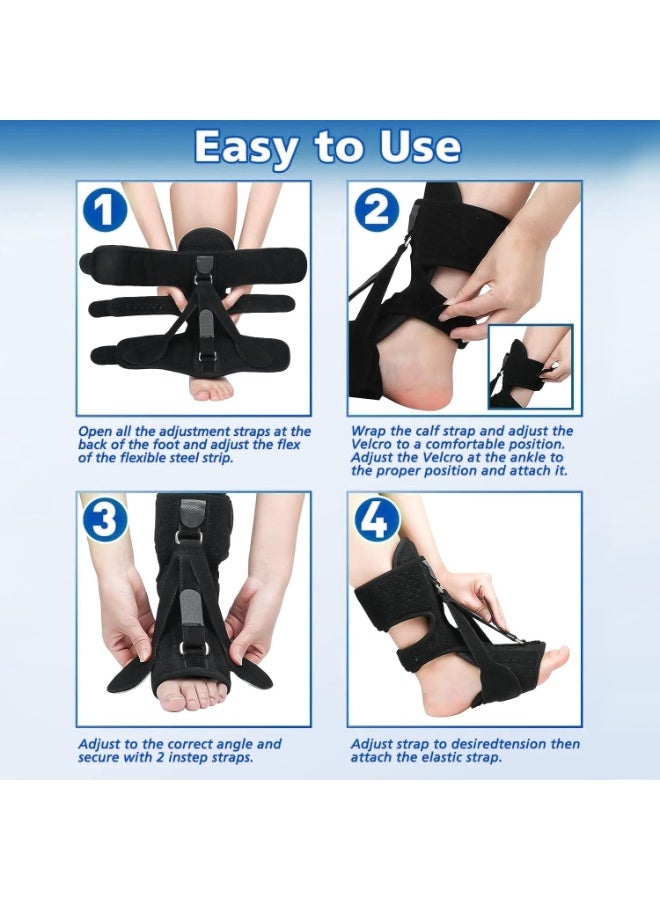 Bukela Plantar Fasciitis Night Splint Adjustable Planter Facetious Relief Brace, Plantar Fasciitis Relief, Support Relief Foot Drop Achilles Tendonitis(Black-2PC) - Image 5