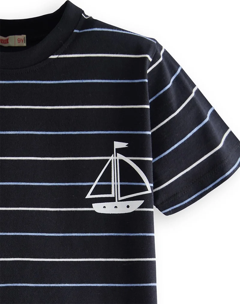 Denokids Sailing Boy Striped Pajama Set