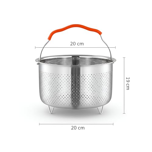 Snevad Stainless Steel Steamer Basket for Instant Pot Pressure Cooker Instant Food Steamer Vegetables Rice Pasta Multipurpose Strainer Colander Insert with Silicone Handle for Home Kitchen Cooking - Image 2