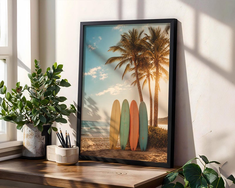 TNESSENTIAL Surfboard Poster, Tropical Wall Art, Summer Ocean Print, Palm Tree Decor, Coastal Surf Artwork, Beach House Wall Art - Image 2