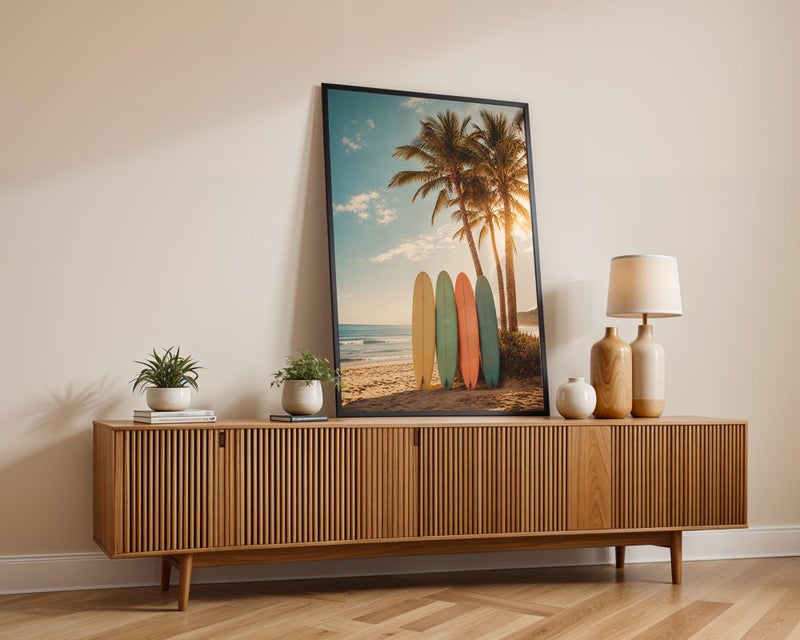 TNESSENTIAL Surfboard Poster, Tropical Wall Art, Summer Ocean Print, Palm Tree Decor, Coastal Surf Artwork, Beach House Wall Art - Image 4