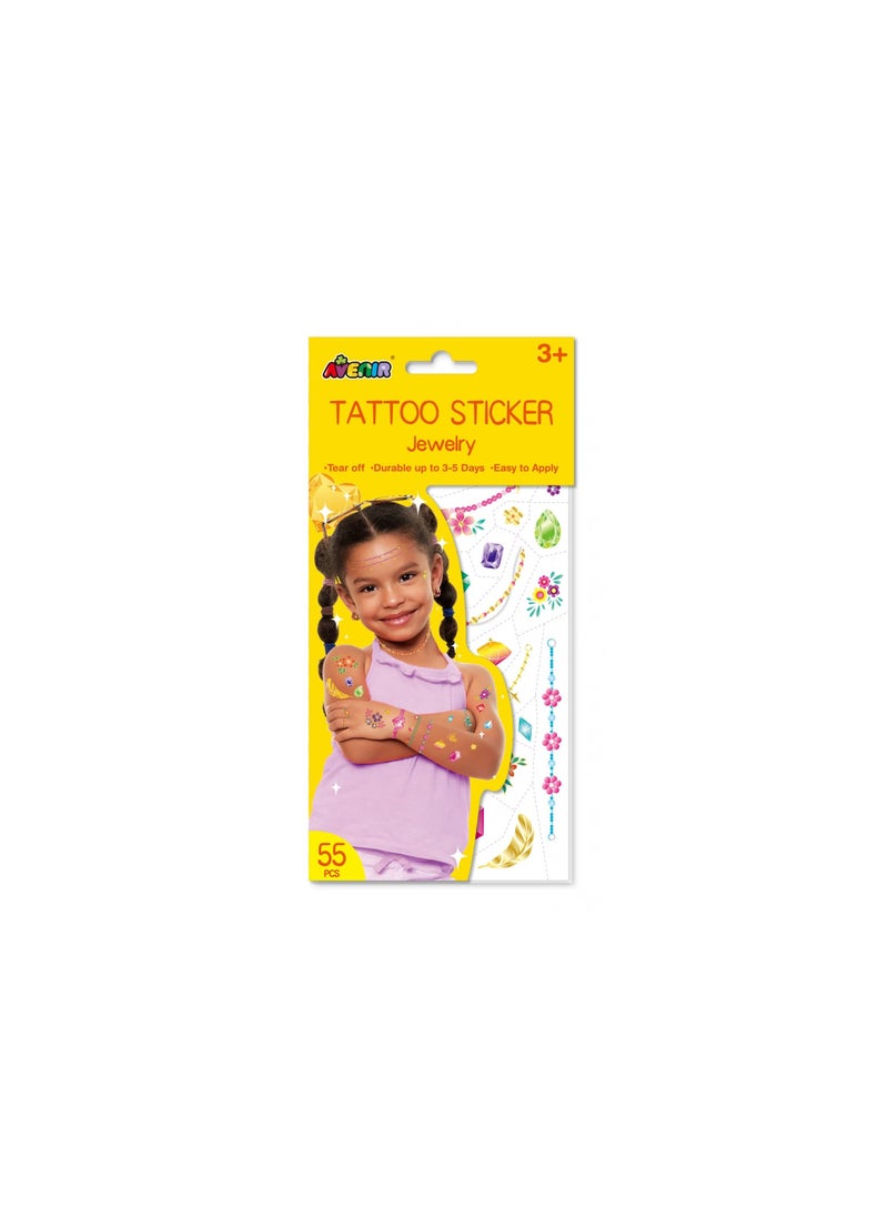 Avenir Avenir Tattoo Sticker - Jewelry | 50pc Set of Temporary Tattoos - High-Quality Water-Based Ink - Safe and Easy to Apply and Remove - Lasts 3-5 Days for Kids 3+  - Image 1