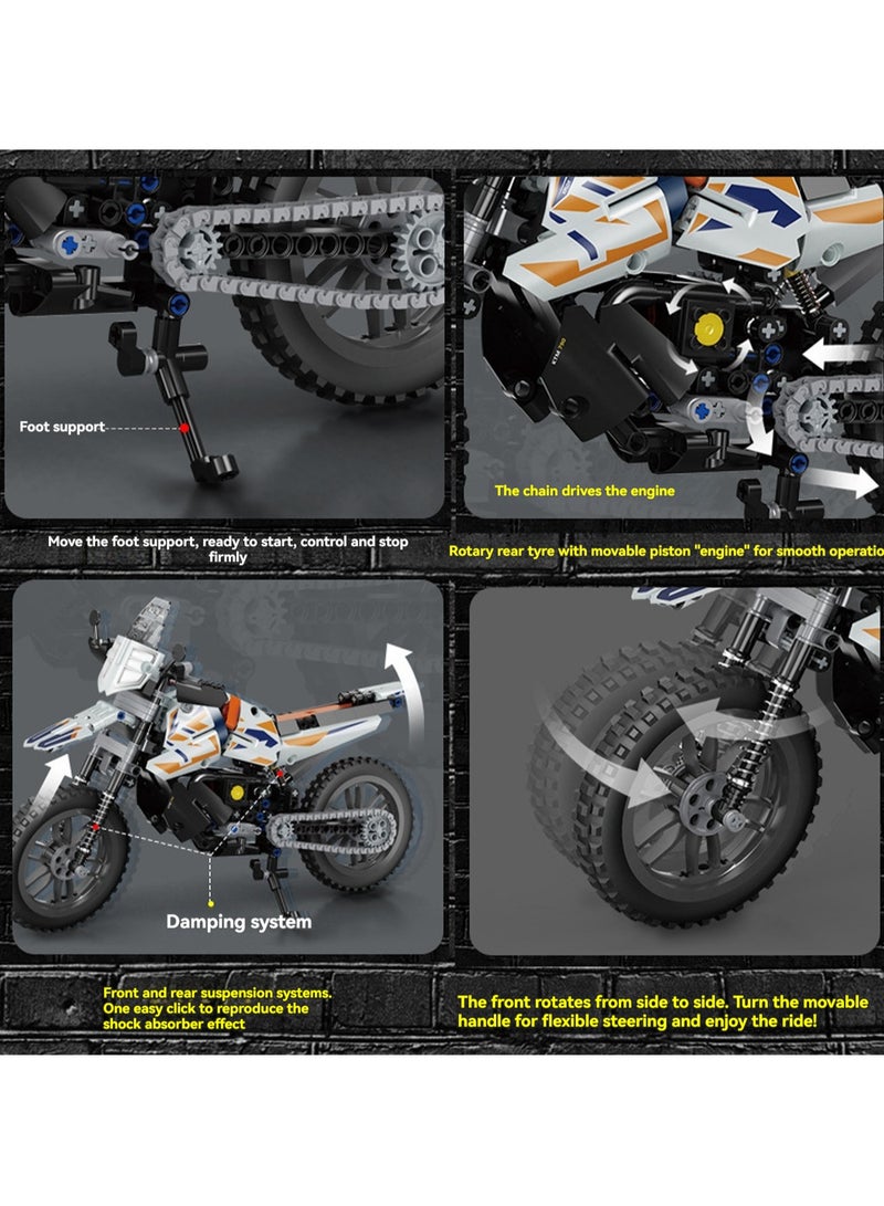 Loquat 434pcs White Off-Road Motorcycle Model Set Assembled Building Blocks Creative Diy Assembly Toys Children Adult Home Furnishings - Image 3