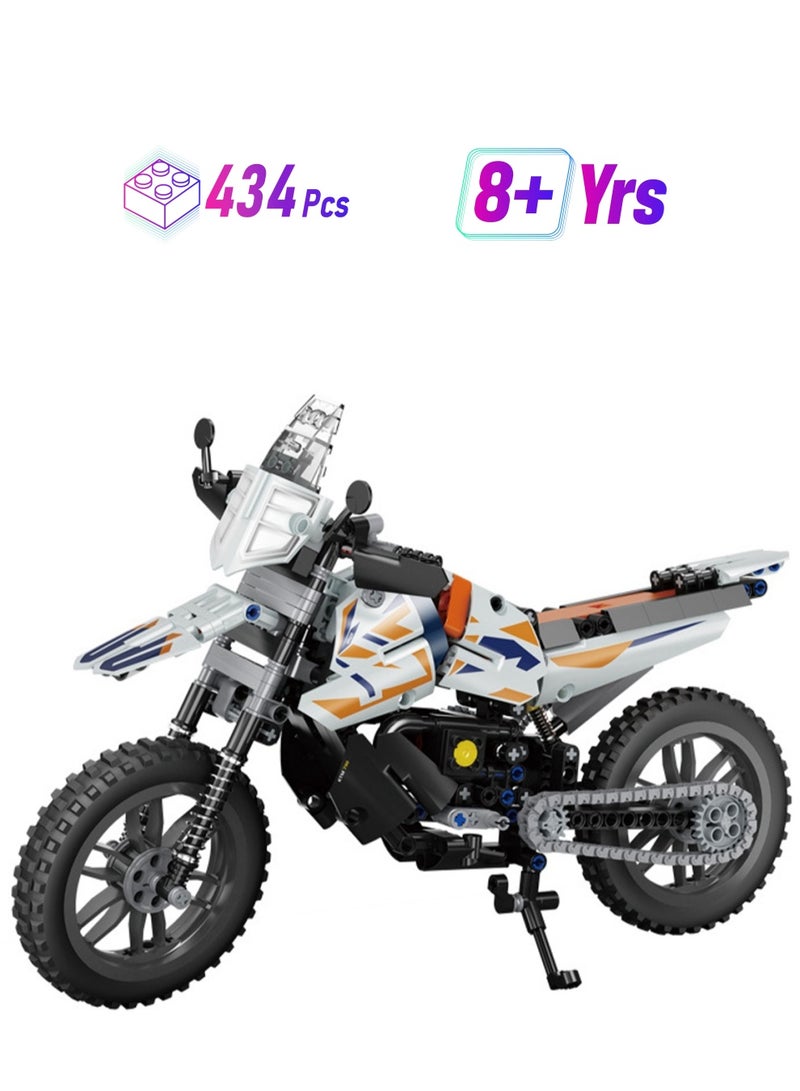 Loquat 434pcs White Off-Road Motorcycle Model Set Assembled Building Blocks Creative Diy Assembly Toys Children Adult Home Furnishings - Image 1