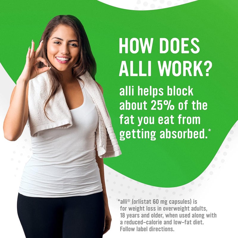 alli Weight Loss Diet Pills Orlistat 60 mg Capsules Non Prescription Weight Loss Aid 120 Count Refill Pack - Image 2