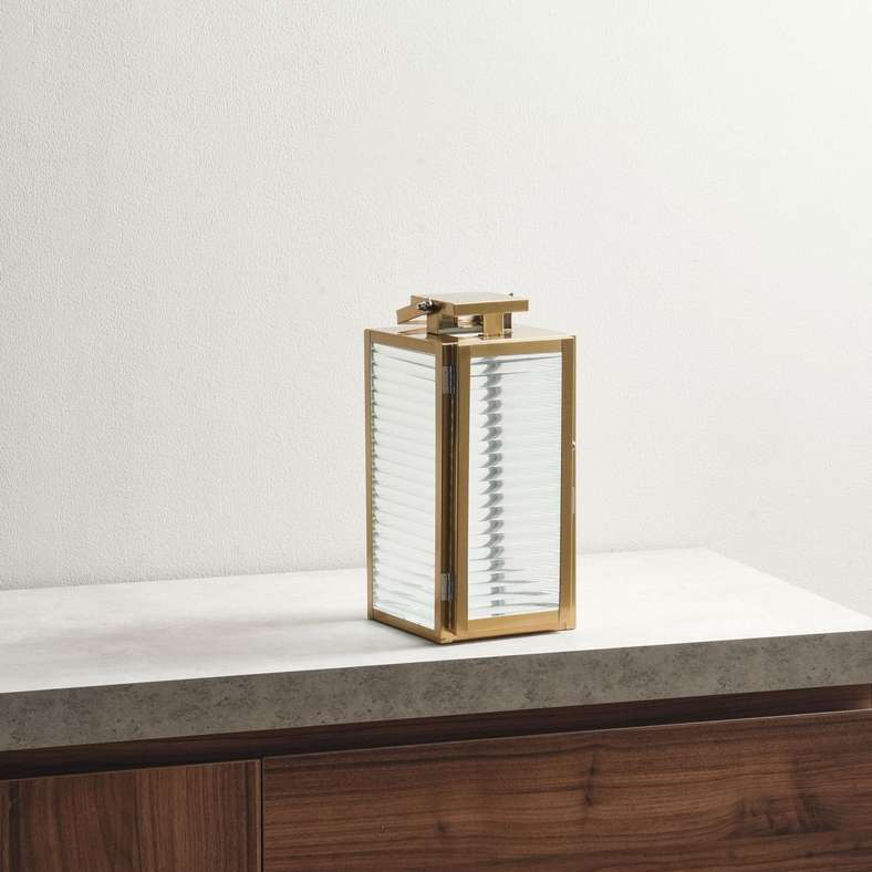 Pan Home Brian Metal And Ribbed Glass Lantern 15x14x30cm - Gold - 112AIC9904223 - Image 5