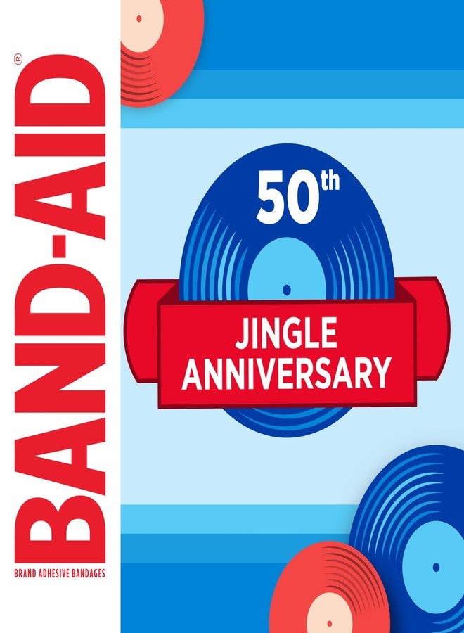 BAND-AID Brand Adhesive Bandages Flexible Fabric, Comfortable Sterile Protection & Wound Care for Minor Cuts & Burns, Jingle Anniversary Tin, Assorted Sizes, 50ct - Image 4