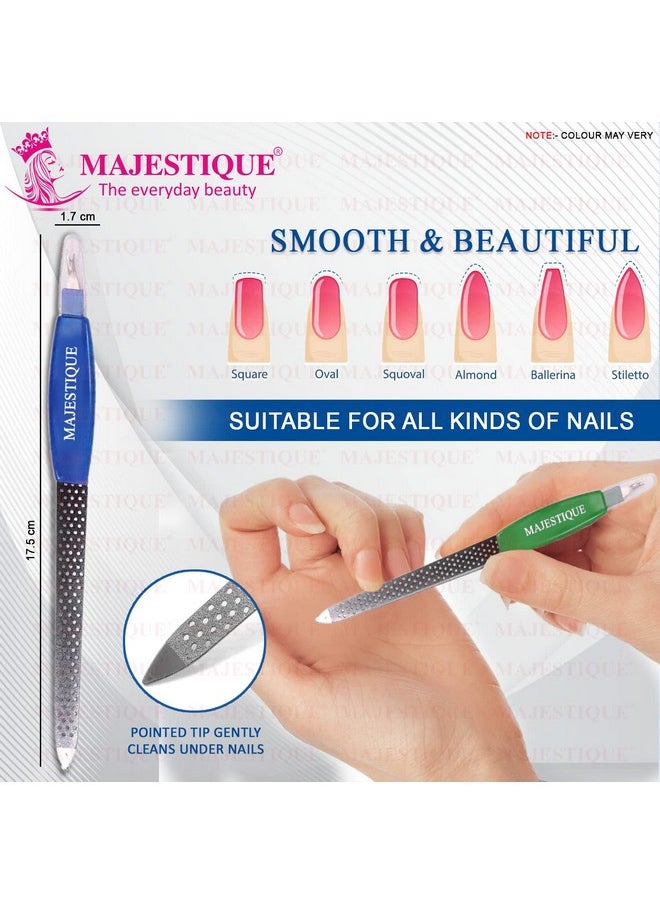 MAJESTIQUE - Nail Filler 2 In 1 Majestique Stainless Steel For Smooth Filing Of Nails And Cuticle Removes Dead Skin Nail Files. Antislip Handle. Double Sided Nail Filer Gifts For Women Men Girls Yellow - Image 1