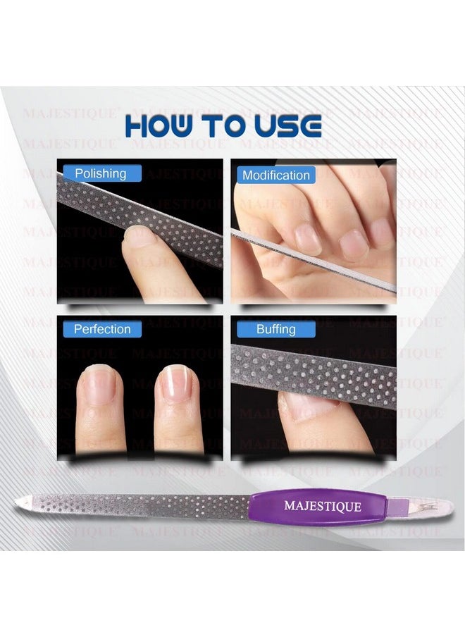 MAJESTIQUE - Nail Filler 2 In 1 Majestique Stainless Steel For Smooth Filing Of Nails And Cuticle Removes Dead Skin Nail Files. Antislip Handle. Double Sided Nail Filer Gifts For Women Men Girls Yellow - Image 1