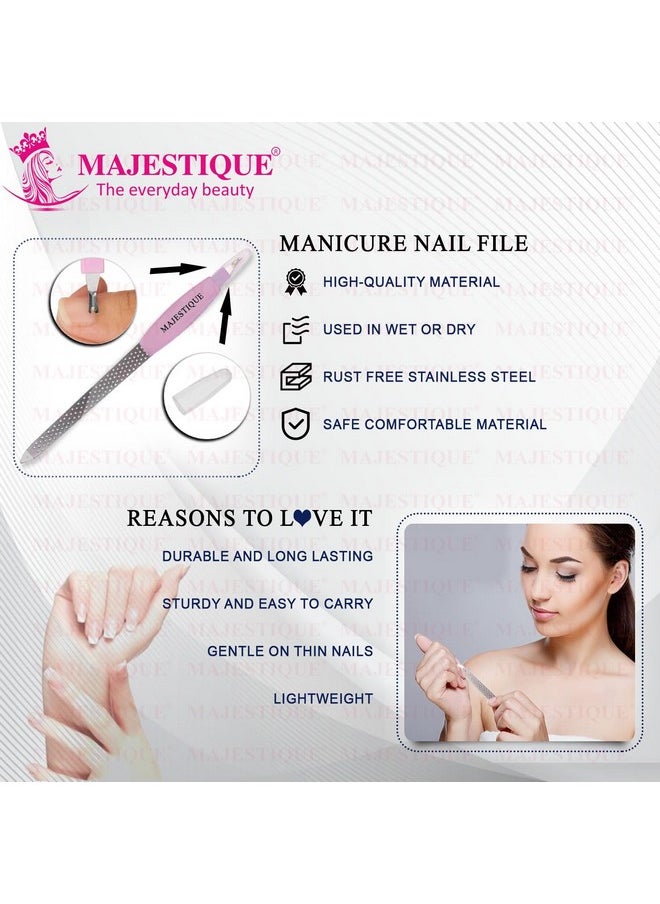 MAJESTIQUE - Nail Filler 2 In 1 Majestique Stainless Steel For Smooth Filing Of Nails And Cuticle Removes Dead Skin Nail Files. Antislip Handle. Double Sided Nail Filer Gifts For Women Men Girls Yellow - Image 1