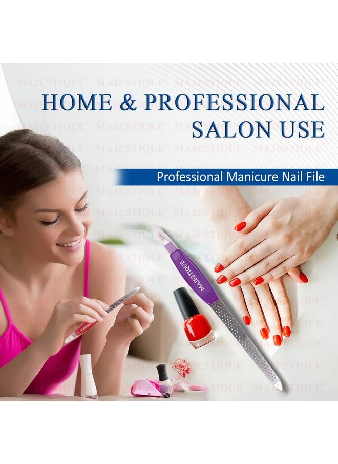 MAJESTIQUE - Nail Filler 2 In 1 Majestique Stainless Steel For Smooth Filing Of Nails And Cuticle Removes Dead Skin Nail Files. Antislip Handle. Double Sided Nail Filer Gifts For Women Men Girls Yellow - Image 1