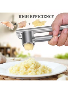 Bukela "Stainless Steel & Zinc Alloy Multi-Function Garlic Press Set - Extended Garlic Crusher, Peeler & Masher for Home Kitchen Use"  - Image 4