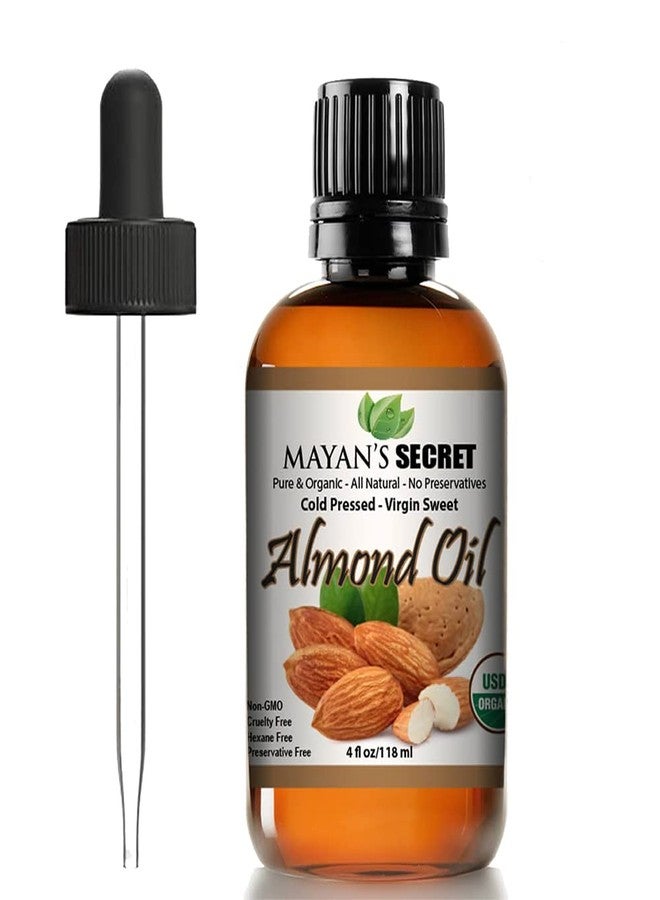 Mayan's Secret سر المايا - زيت اللوز الحلو العضوي 100% للبشرة والشعر والوجه - زيت لوز نقي مضغوط على البارد (4 أونصة سائلة) - Image 1