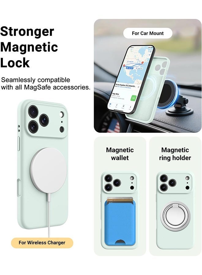 Magnetic for iPhone 17 Pro Case,Compatible with Magsafe,Classic Liquid Silicone Mobile Phone Case,Integrated Camera Control Button,Anti-Scratch Microfiber Lining, Mint Green - Image 4