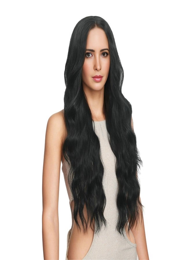 FUTAI Long Wavy Wig 30 Inch Black HD Front Lace Body Curly Synthetic Hair Wigs for Women Professional Female Diverse Styles Daily Party Cosplay - Image 2