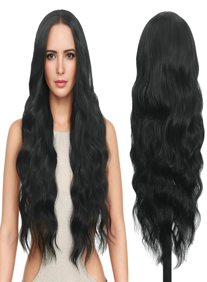 FUTAI Long Wavy Wig 30 Inch Black HD Front Lace Body Curly Synthetic Hair Wigs for Women Professional Female Diverse Styles Daily Party Cosplay - Image 1