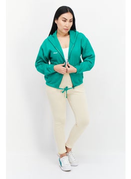 French Connection Women Hooded Graphic Print Long Sleeves Sweatshirt, Green  - Image 4