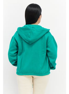 French Connection Women Hooded Graphic Print Long Sleeves Sweatshirt, Green  - Image 3