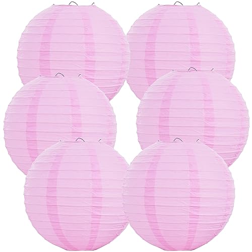 BEISHIDA 12Inch Round Paper Lanterns Hanging Decorative Chinese Paper Lanterns Lamp for Valentine Birthday Wedding Party Decoration and Baby Bridal Shower6 Packs Pink - Image 1