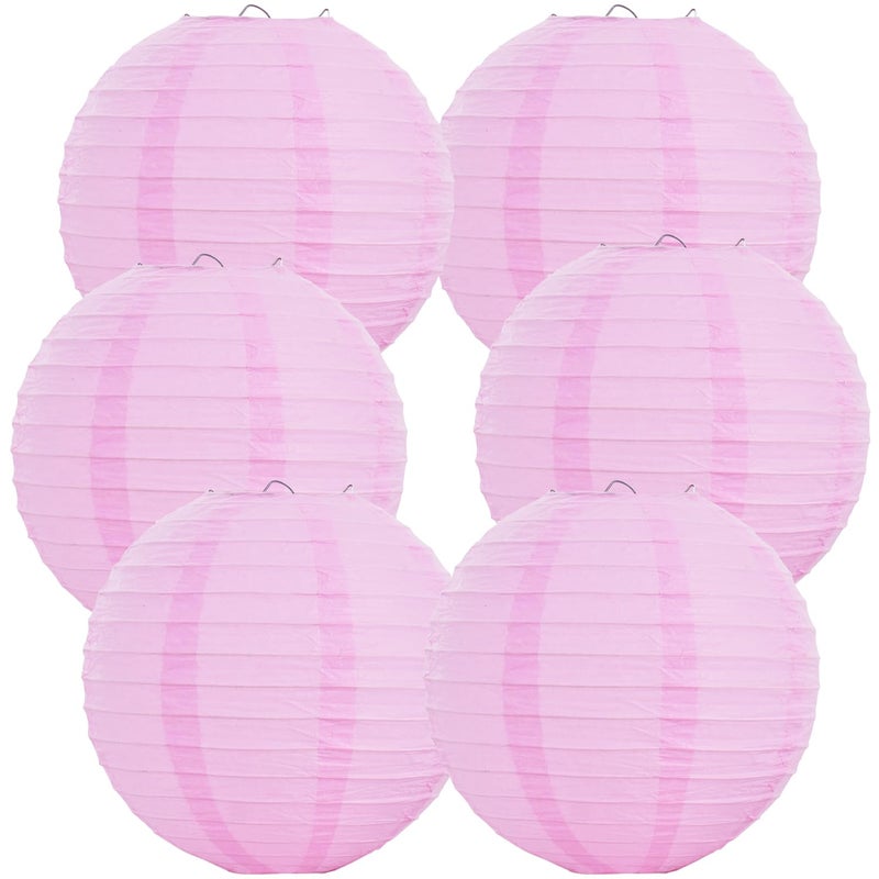 BEISHIDA 12Inch Round Paper Lanterns Hanging Decorative Chinese Paper Lanterns Lamp for Valentine Birthday Wedding Party Decoration and Baby Bridal Shower6 Packs Pink - Image 2
