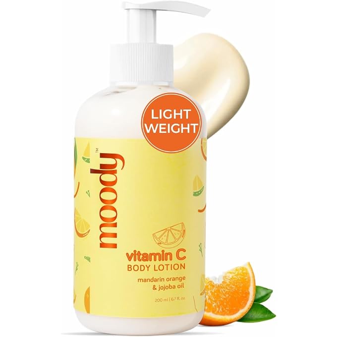 Moody Vitamin C Daily Moisturising Body Lotion Serum with Niacinamide, Mandarin Orange, Jojoba Oil for Deep Nourishing & Visibly Glowing Skin |Reduces Tan For Women & Men| 200ml - Image 1