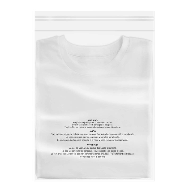 iMailer - 200 Count - 10" x 13" Clear Poly Bags with Suffocation Warning Bags for Prints, Photos, Documents, Clothing, T-Shirt - Resealable Adhesive