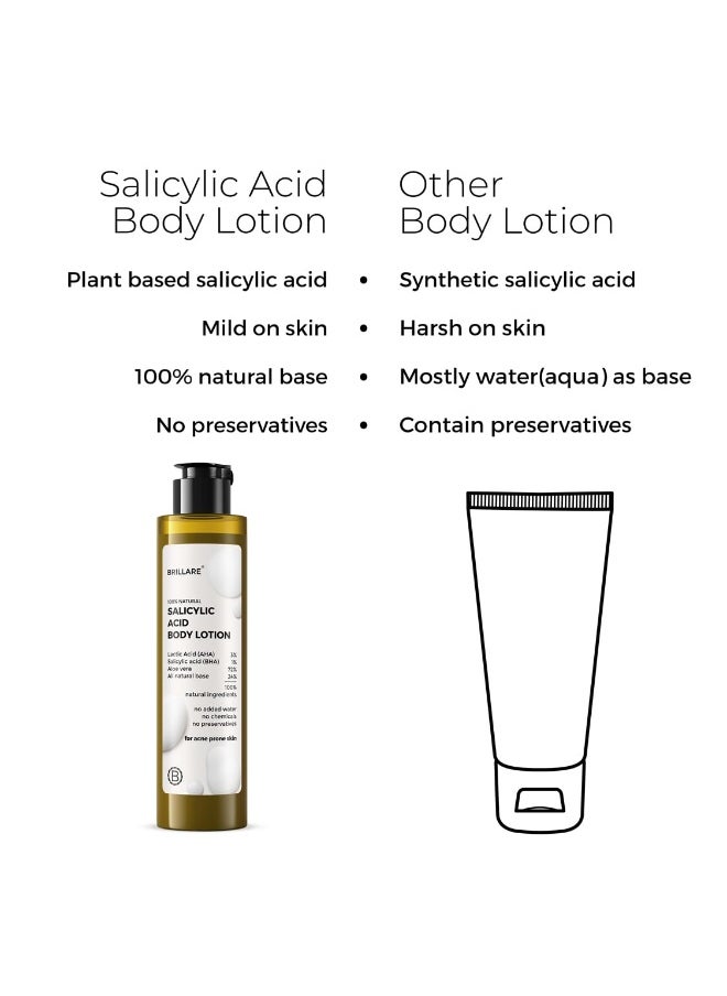 BRILLARE Salicylic Acid Body Lotion For Clear, Purified, Acne Prone Skin For All Body Types, Men & Women, 100% Natural Probiotics Lotion with Lactic Acid  - Image 3
