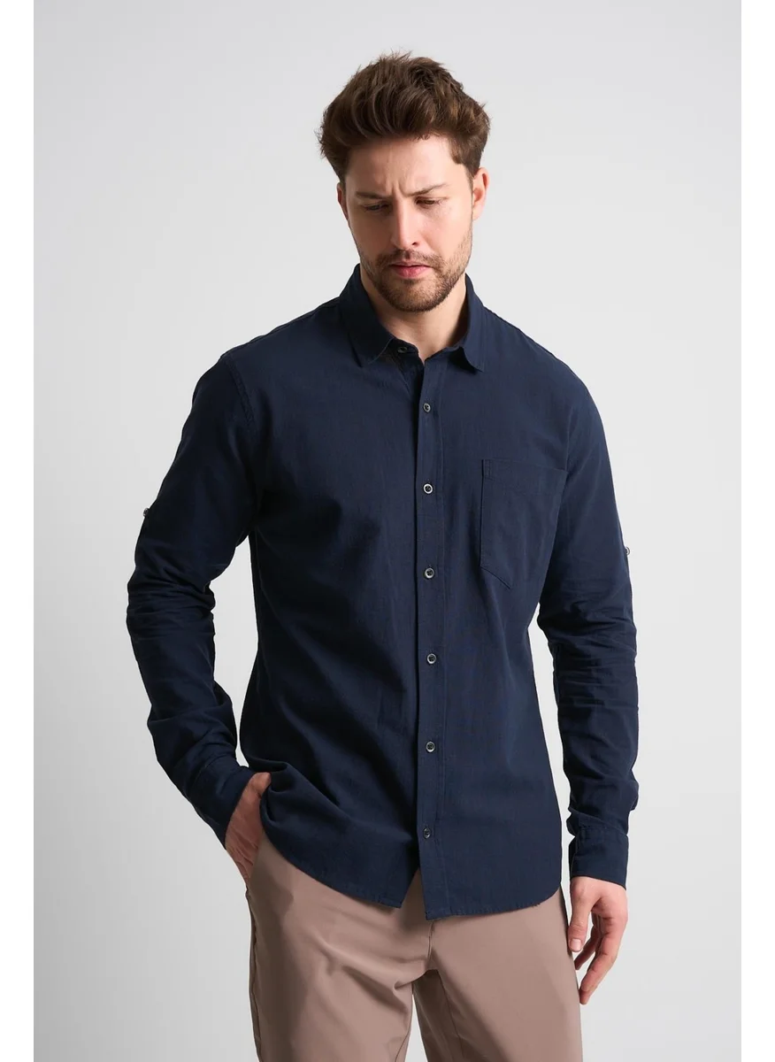 Alexander Gardi Alexandergardi Long Sleeve Foldable Sleeve Men's Linen Shirt (EG-1842-02)