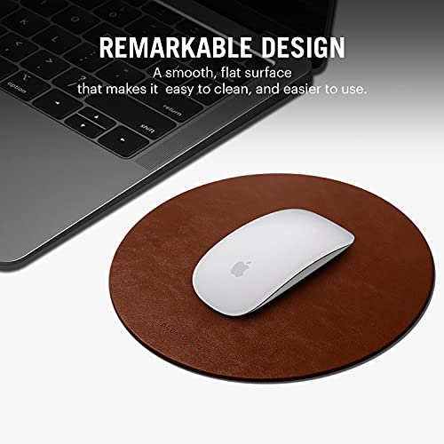 DailyObjects Vegan Leather Tan Desk Tray Organiser | Orb Tan Mouse Pad Extended for Laptop, for PC, and Wireless Mouse, Large Vegan Leather Finish for Home, Office, Gaming - Set of 2(Round) - Image 3