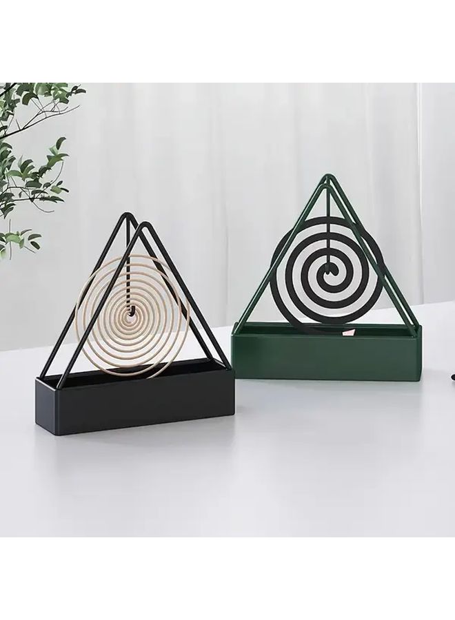 Black Green 2pcs Metal Triangle Incense Holder For Indoor Outdoor Use Easy Clean - Image 1