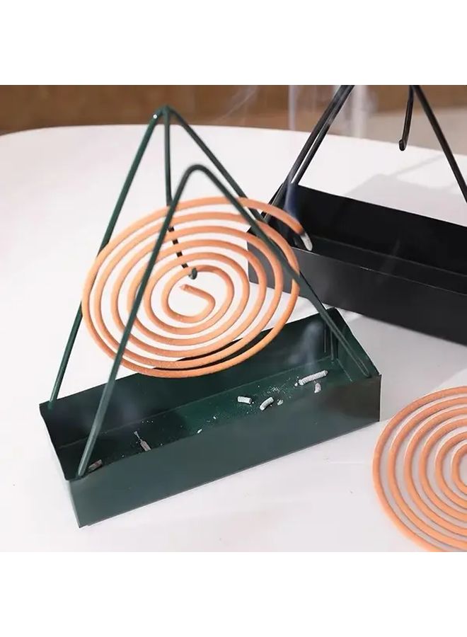 Black Green 2pcs Metal Triangle Incense Holder For Indoor Outdoor Use Easy Clean - Image 4