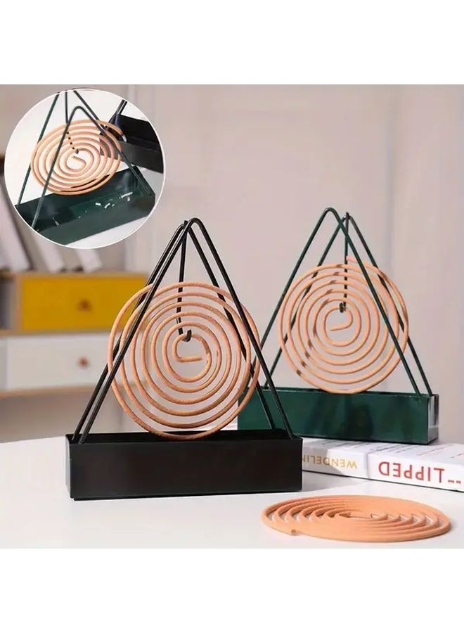 Black Green 2pcs Metal Triangle Incense Holder For Indoor Outdoor Use Easy Clean - Image 5