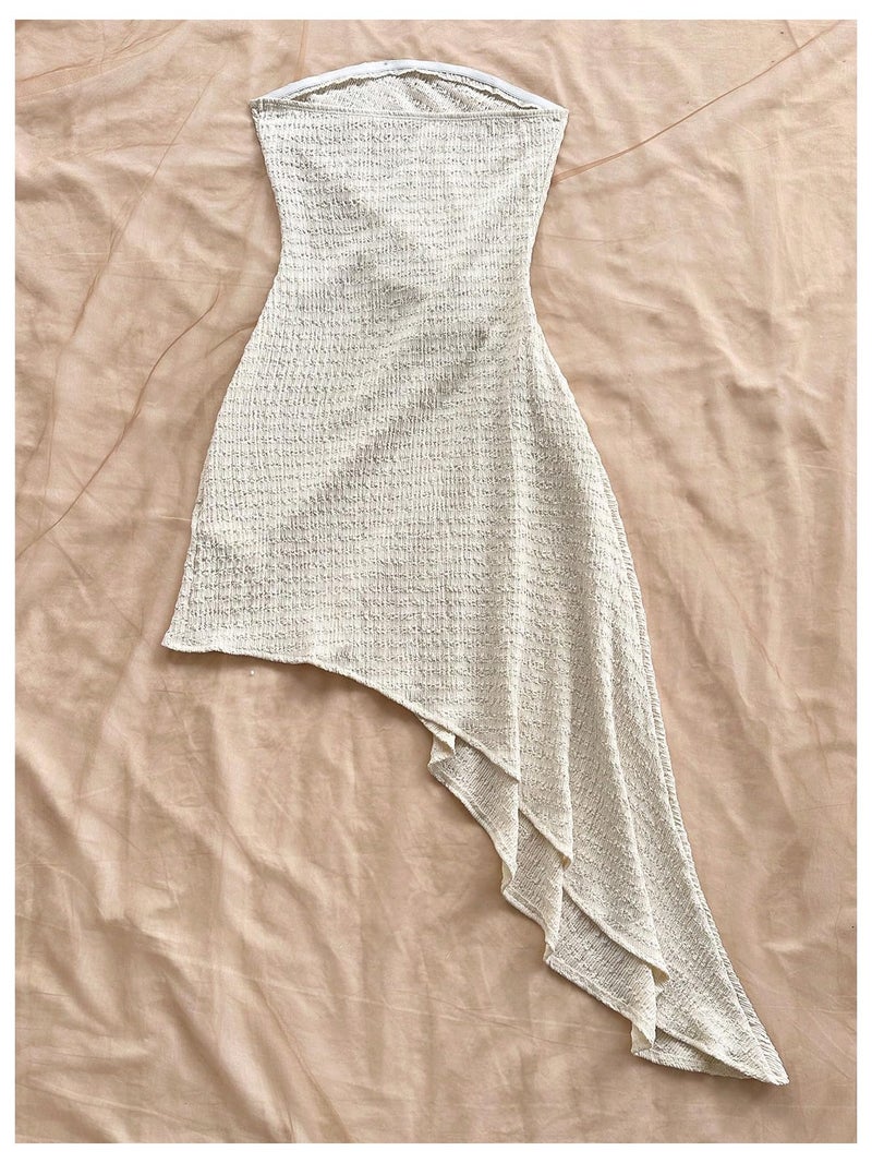 Floerns Women's Summer Sundress Metal Starfish Asymmetrical Hem Tube Beach Vacation Clothes Apricot Large - Image 4