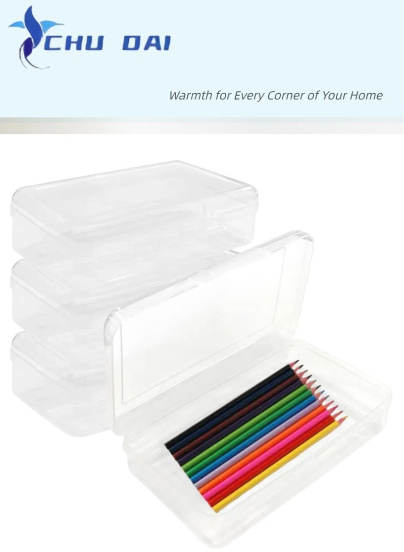 CHU DAI 2 Pack Clear Pencil Box,  Large Capacity Office Supplies Storage Organizer, Brush Painting and Drawing Tools Container, Watercolor Pen Storage (Clear) - Image 1