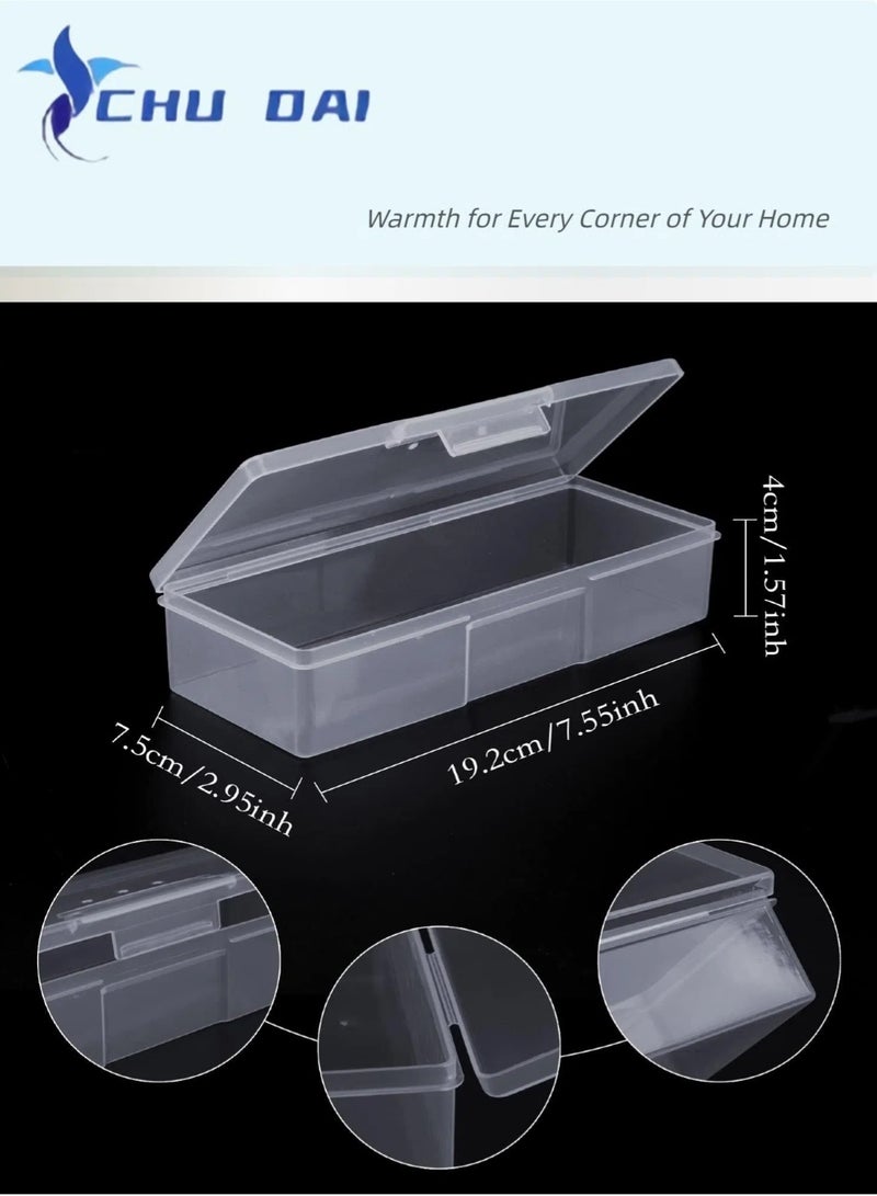 CHU DAI 2 Pack Clear Pencil Box,  Large Capacity Office Supplies Storage Organizer, Brush Painting and Drawing Tools Container, Watercolor Pen Storage (Clear) - Image 3