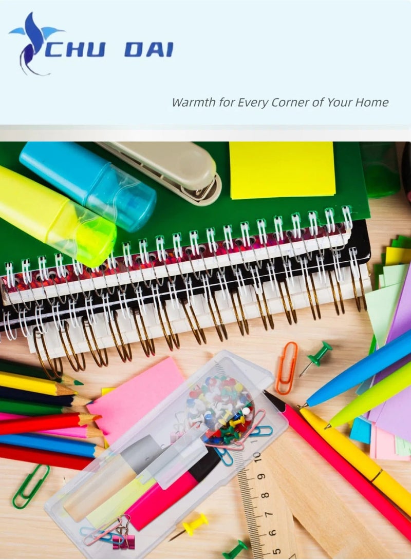 CHU DAI 2 Pack Clear Pencil Box,  Large Capacity Office Supplies Storage Organizer, Brush Painting and Drawing Tools Container, Watercolor Pen Storage (Clear) - Image 4