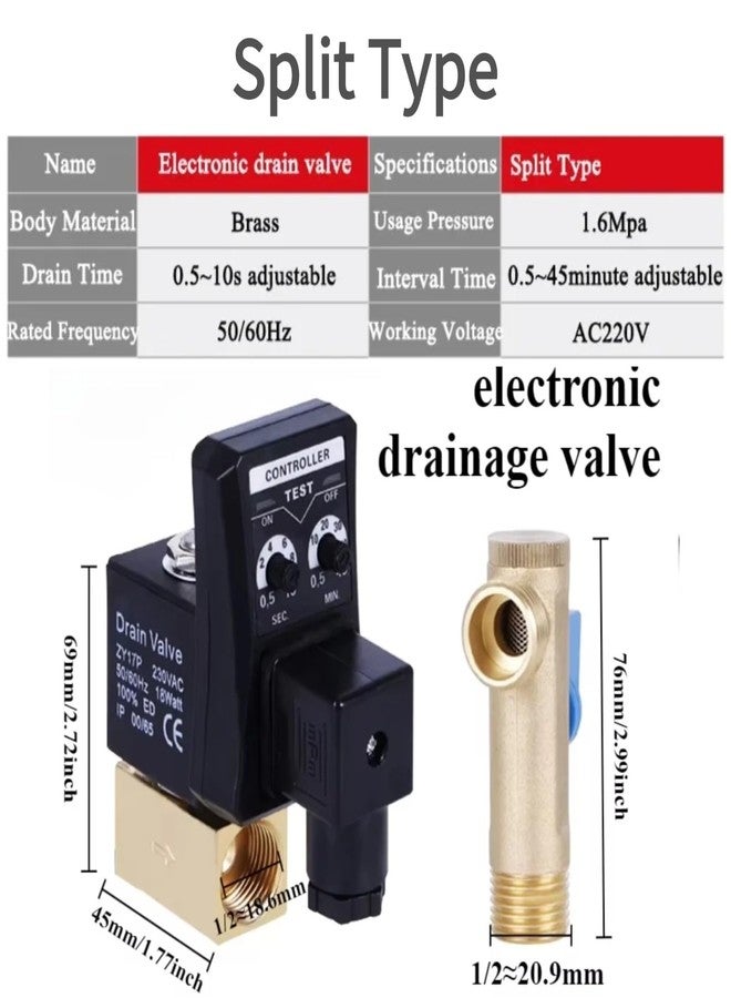 Walfront G1/2 DN15 230V Automatic Timed Water Electronic Timed Drain Valve for Air Compressor Condensate Management(230V) - Image 2