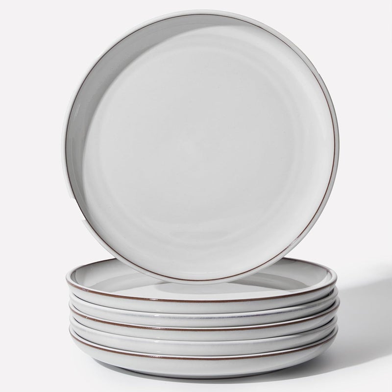Pokini 10 Inch Ceramic Plates White Dinner Plate Set for Dessert Pizza Steak Terracotta Kitchen Stoneware Serving Dishes Set Dishwasher  Microwave Safe Scratch Resistant - Image 1