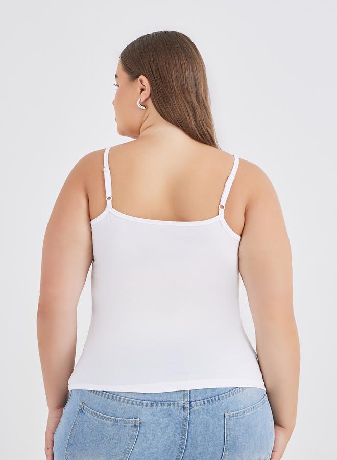 Styli Plus Size White Strappy Tank Top - Image 5