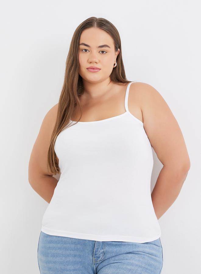 Styli Plus Size White Strappy Tank Top - Image 2