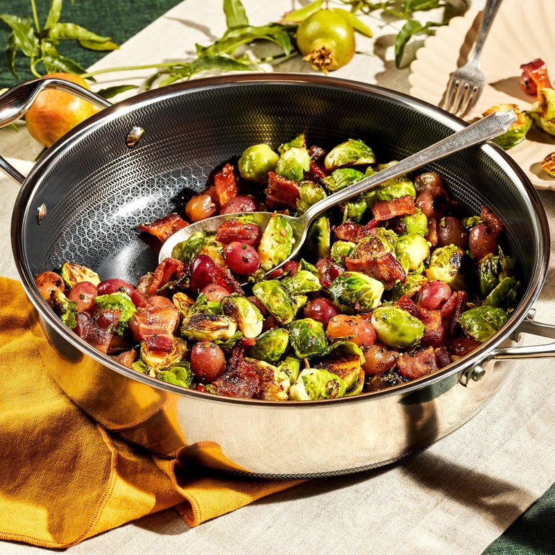 HexClad Hybrid Nonstick 4.5-Quart Deep SautÃ© Pan with Tempered Glass Lid, Stay-Cool Handle, Dishwasher-Friendly, Oven-Safe Up to 900Â°F, Induction Ready, Compatible with All Cooktops - Image 2