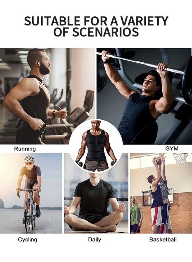 Men's Waist Trainer Sauna Vest Weight Loss Body Shaper Sweat Vest for Men with Double Belt and Zipper, Corset Plus Size XL