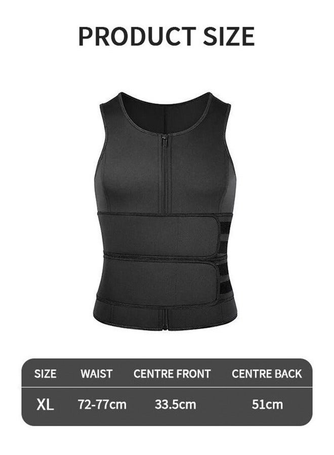 Men's Waist Trainer Sauna Vest Weight Loss Body Shaper Sweat Vest for Men with Double Belt and Zipper, Corset Plus Size XL