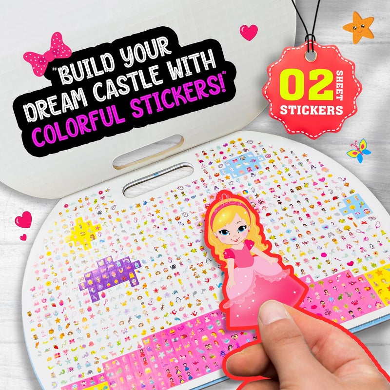 BRIJBASI Hello Friend 1500 Giant Stickers Colouring Activity Bag for Kids/Boys with 16 Colouring Sheets and 8 Full Size Colour Pencils 3+ yrs. (Girls) - Image 3