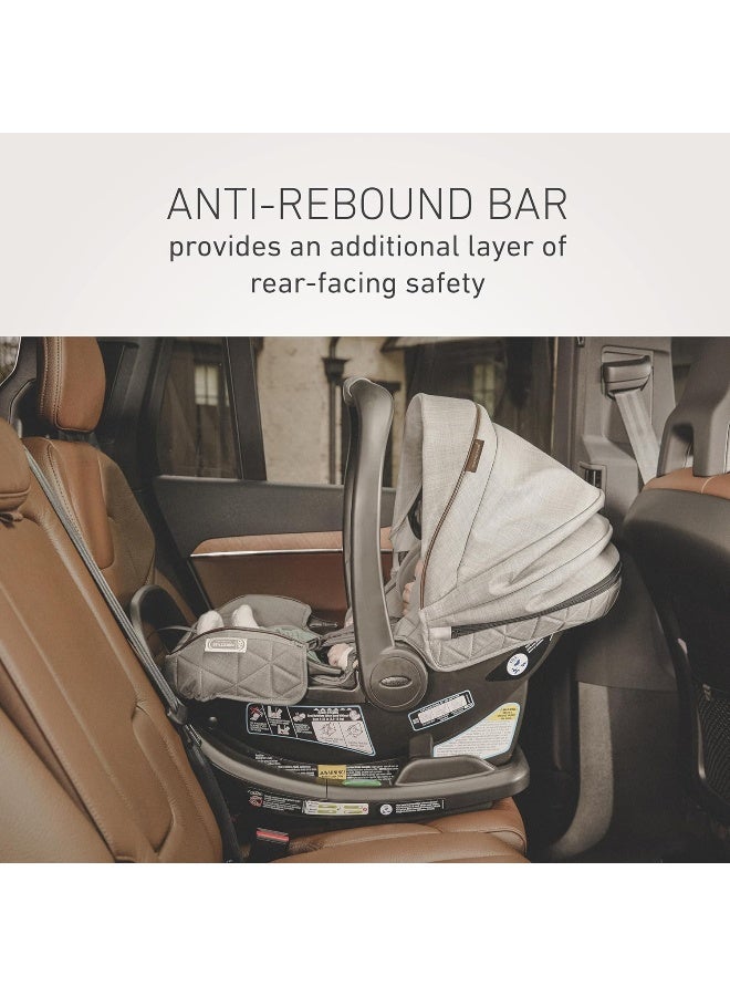 GRACO مقعد سيارة للأطفال من غراكو بريميير سنوجرايد سنوج فيت XT، مزود بشريط مضاد للارتداد لزيادة الأمان، سهل التركيب بنظام سنوج لوك، ستارة خصوصية، جيب تخزين، مقعد سيارة للأطفال، ميدتاون - Image 3